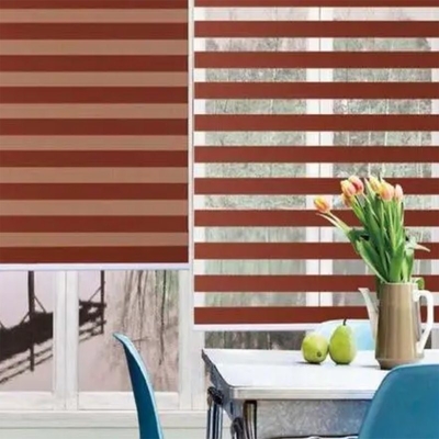 Estructura horizontal motorizada para interiores Poliéster Zebra persianas para ventanas de extremo