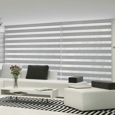 Ventanas de oficina de interiores Zebra persianas de rodillo para el día y la noche Función de tipo abierto manual