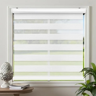 Cortinas de ventana de doble capa con apagado completo Cortina de ventana de cebra para estilo de diseño contemporáneo