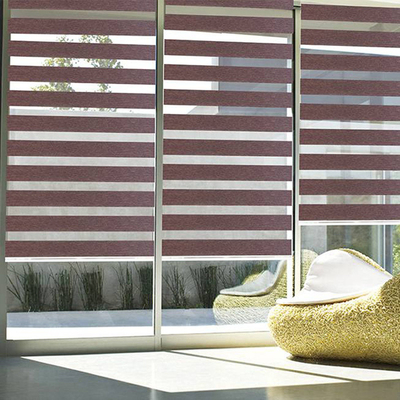 Ventanas de sombreado solar eléctrico persianas horizontales de cebra para un excelente rendimiento
