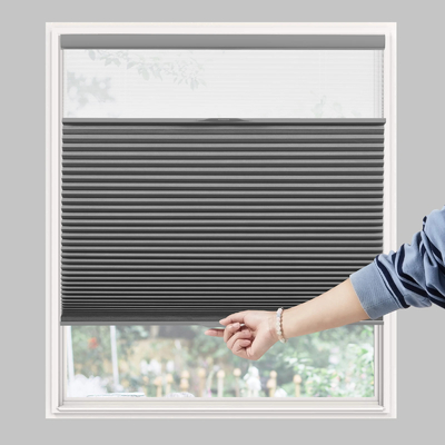 WELLSOURCE Sombreras para ventanas de día y noche, sombreado de arriba hacia abajo hacia abajo hasta abajo, sombreado de panal de miel para ventanas, sombreado de ventanas sin cables
