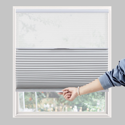 WELLSOURCE Sombreras para ventanas de día y noche, sombreado de arriba hacia abajo hacia abajo hasta abajo, sombreado de panal de miel para ventanas, sombreado de ventanas sin cables