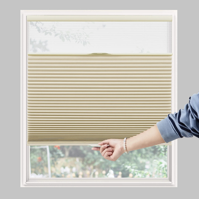 WELLSOURCE Sombreras para ventanas de día y noche, sombreado de arriba hacia abajo hacia abajo hasta abajo, sombreado de panal de miel para ventanas, sombreado de ventanas sin cables