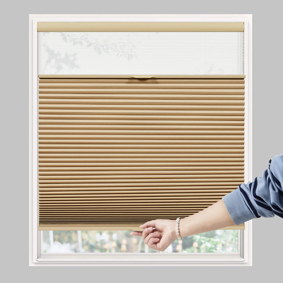 WELLSOURCE Sombreras para ventanas de día y noche, sombreado de arriba hacia abajo hacia abajo hasta abajo, sombreado de panal de miel para ventanas, sombreado de ventanas sin cables