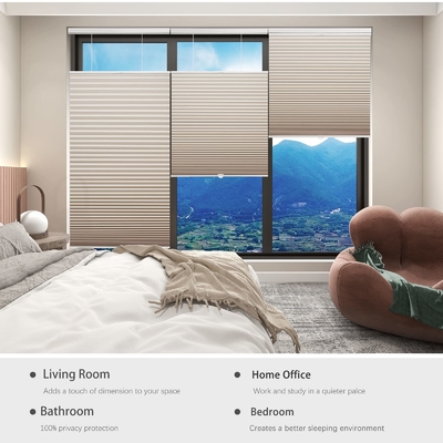 WELLSOURCE Filtración de luz/Dimout Sombras celulares inalámbricas, de arriba hacia abajo, de abajo hacia arriba, persianas para ventanas, de 1,5 pulgadas de celda única