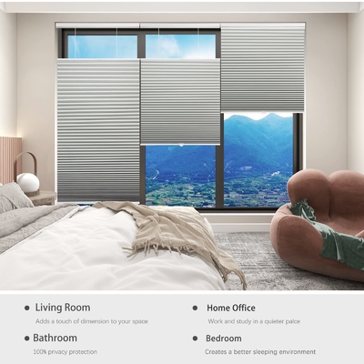 WELLSOURCE Filtración de luz/Dimout Sombras celulares inalámbricas, de arriba hacia abajo, de abajo hacia arriba, persianas para ventanas, de 1,5 pulgadas de celda única
