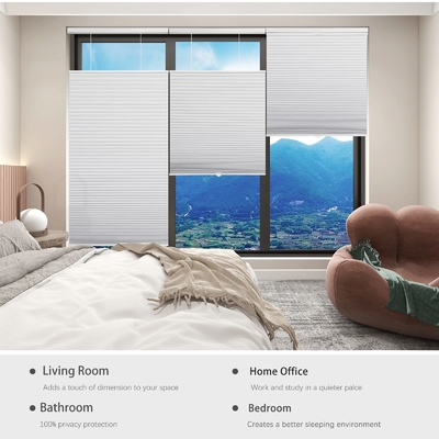 WELLSOURCE Filtración de luz/Dimout Sombras celulares inalámbricas, de arriba hacia abajo, de abajo hacia arriba, persianas para ventanas, de 1,5 pulgadas de celda única