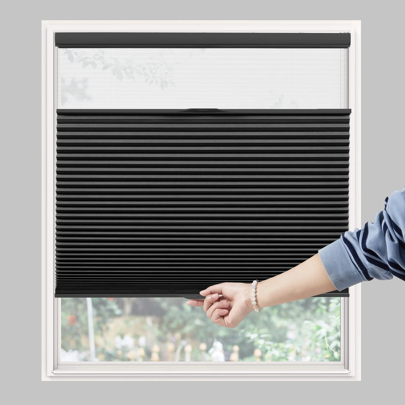 WELLSOURCE Sombreras para ventanas de día y noche, sombreado de arriba hacia abajo hacia abajo hasta abajo, sombreado de panal de miel para ventanas, sombreado de ventanas sin cables