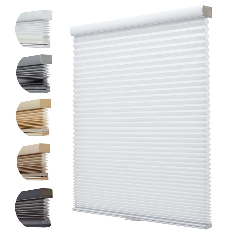 WELLSOURCE Sombras celulares sin cable sin perforación Blinds de panal de miel apagado para ventanas dormitorio, oficina fácil de instalar